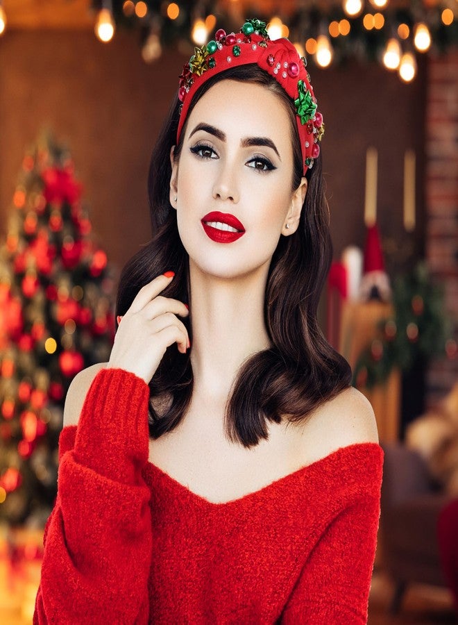 Yoshiky Christmas Headband for Women, Headbands with Christmas Tree Crystal Pearl Snowflake Decorations Holiday Overalls Hairband for Sweaters Outfits Hair Accessories - Image 5